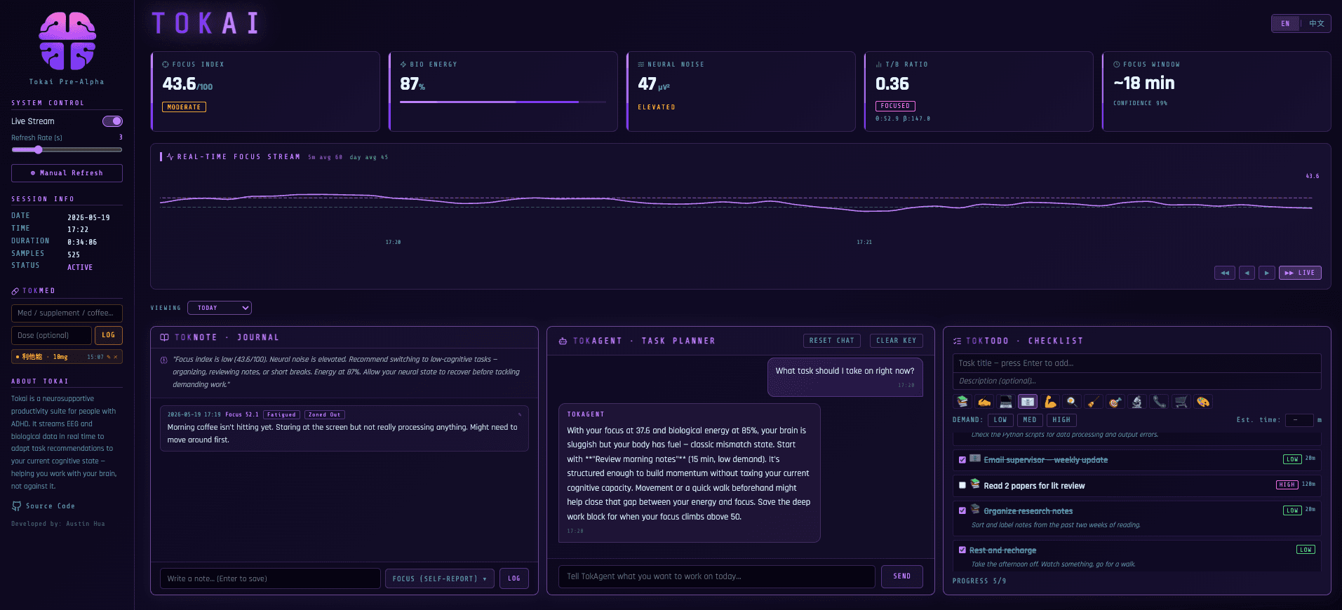 Tokai app dashboard